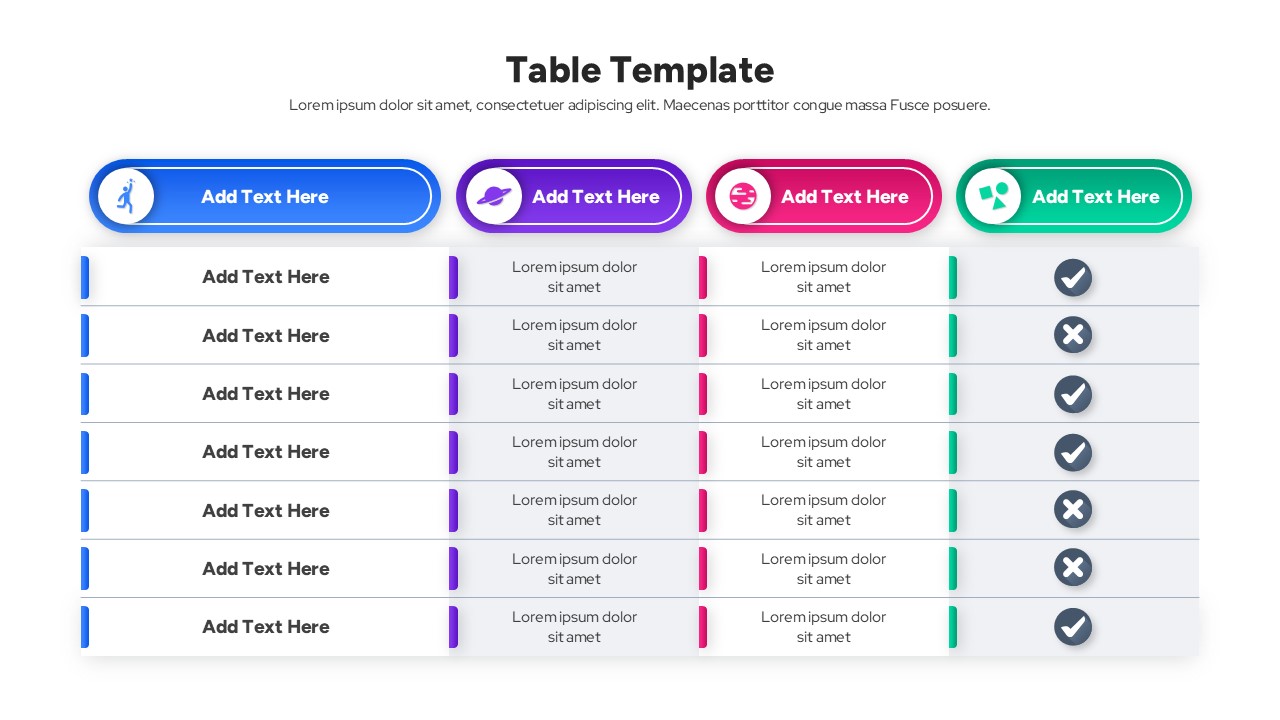 comparison and pricing table