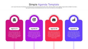 Vertical agenda presentation layout with numbered circles and text placeholders
