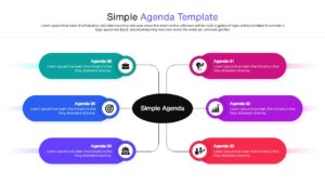 Project roadmap agenda slide with connected steps and vibrant gradient colors