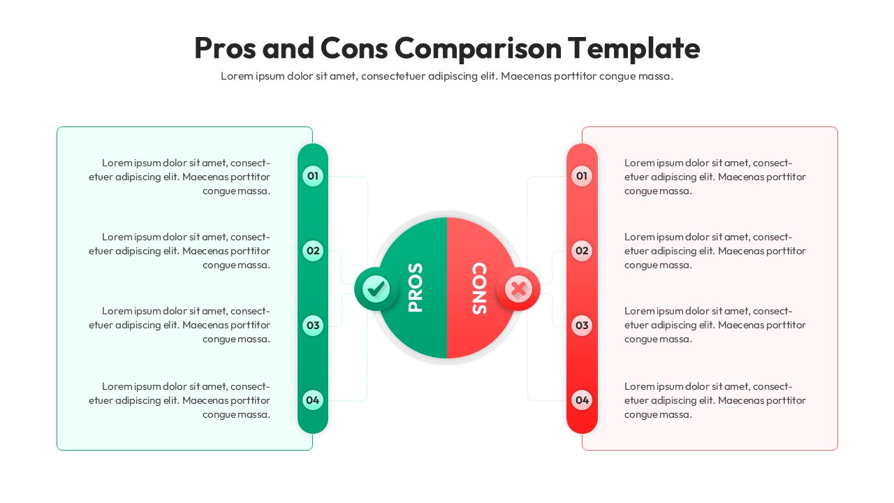 Comparison chart template with checkmarks and crosses