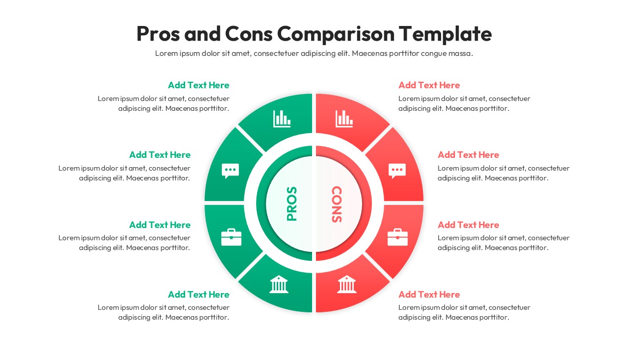 Advantages and disadvantages list for business presentations.