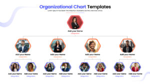 Corporate hierarchy tree chart template with name and designation text boxes.