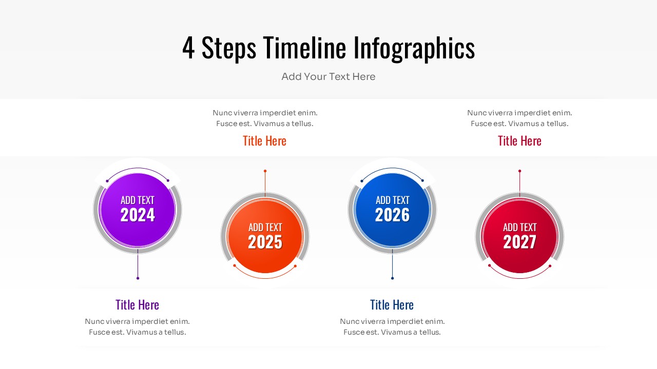 4-step business timeline slide for PowerPoint with editable milestones