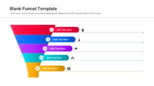 5 step blank funnel template with colorful sections for PowerPoint