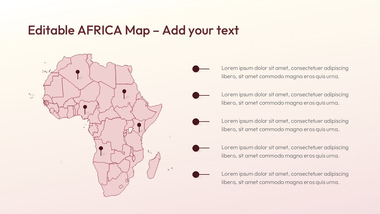 Africa map diagram with multiple callout lines pointing to specific countries for detailed localized analysis.