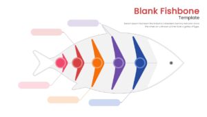 Creative fish-shaped diagram with colorful curved ribs for cause and effect analysis