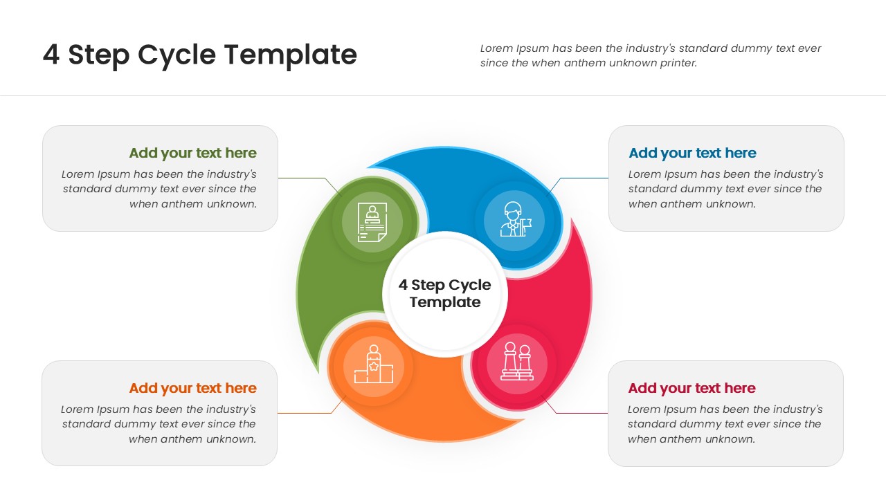 Circular process flow template with four stages and icons