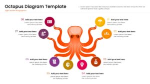 Creative octopus slide design for PowerPoint used to visualize multitasking or branching strategies