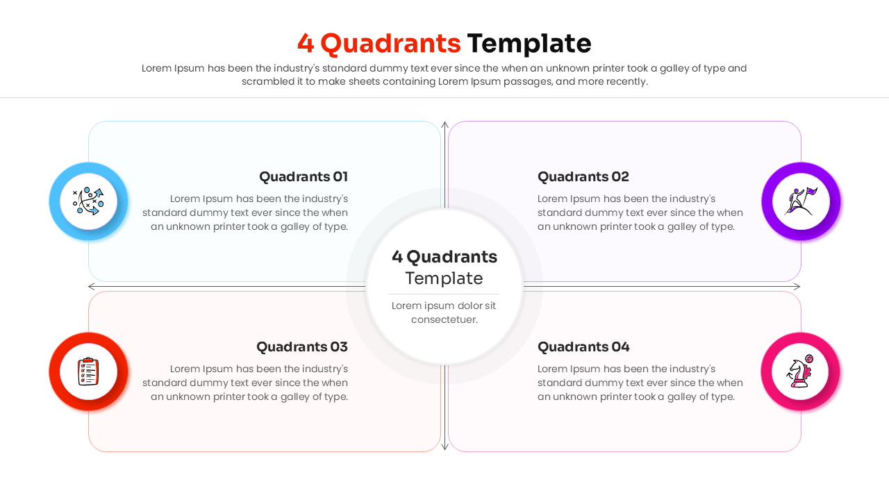 Four part grid diagram with central icons for SWOT analysis.