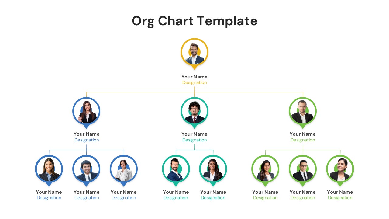 Management team profile slide with editable name and designation fields