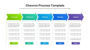 Group of process infographic slides showing various color themes and layout options.