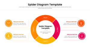 4-step circular process diagram with connecting lines and vibrant color-coded segments for simple business workflows