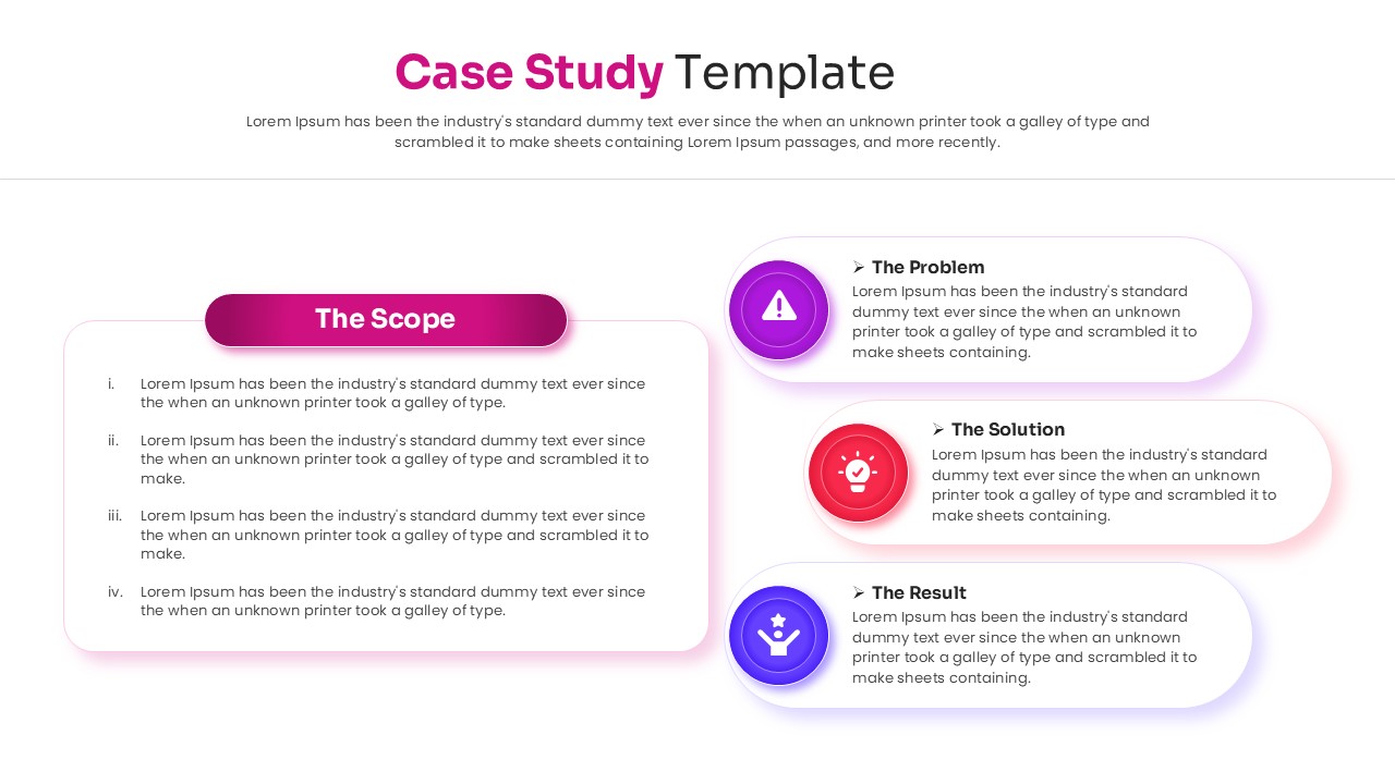 Four-step action plan layout for case study presentations.