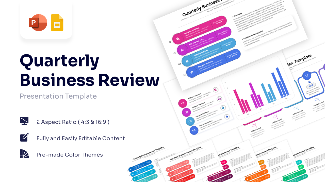 Quarterly Business Review presentation title slide with gradient design