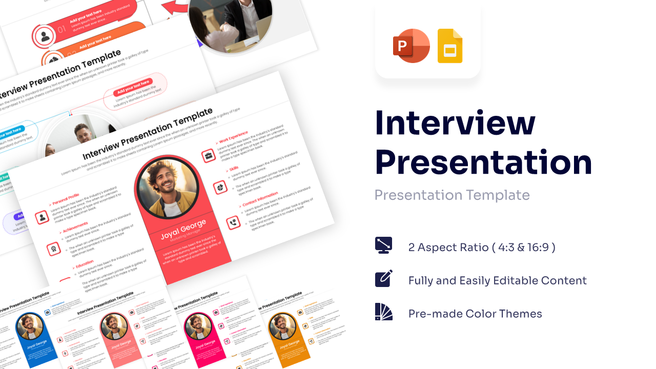 Collage of self introduction slides showing various layout options