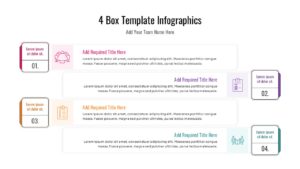 Linear infographic template with four distinct sections for comparing data or features