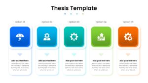 Five-step horizontal process diagram with icons for academic methodology
