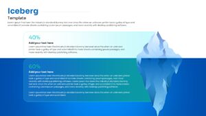 Blue and white iceberg presentation template for strategy and risk assessment