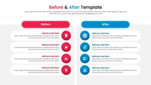 Clean comparison infographic slide with distinct sections for original and new versions
