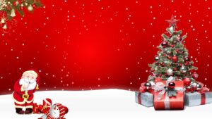 Holiday presentation background featuring pine branches and ornaments