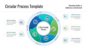 Overview of multicolored circular flow charts available in the template pack
