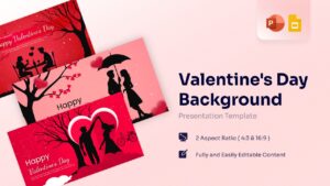 Valentine's Day background presentation template featuring variations of valentines day background