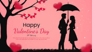 Silhouette illustrations of couples and romantic scenery for holiday presentations