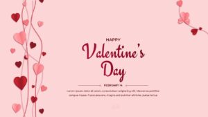 Romantic pink presentation template with love themed graphics and soft lighting