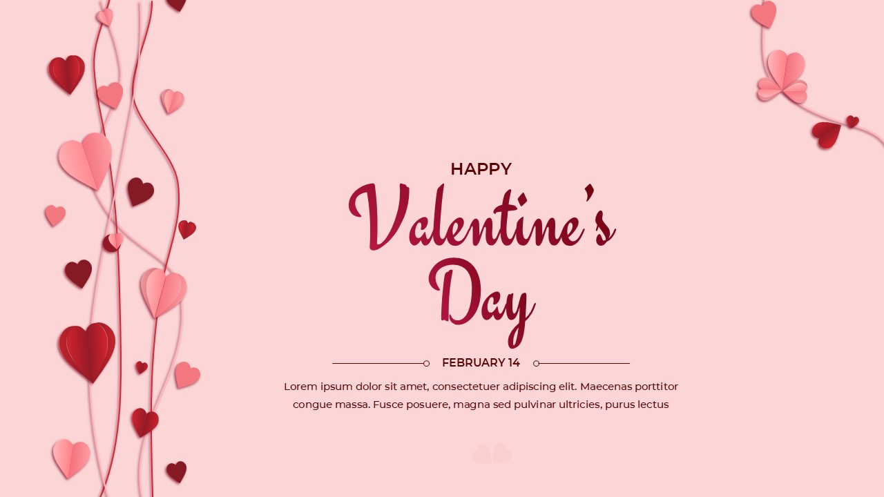 Romantic pink presentation template with love themed graphics and soft lighting