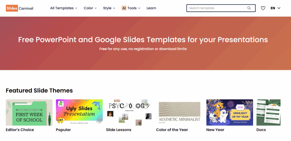slides carnival homepage