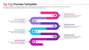 Curved serpentine process flow diagram with circular odes and icons for business presentations.