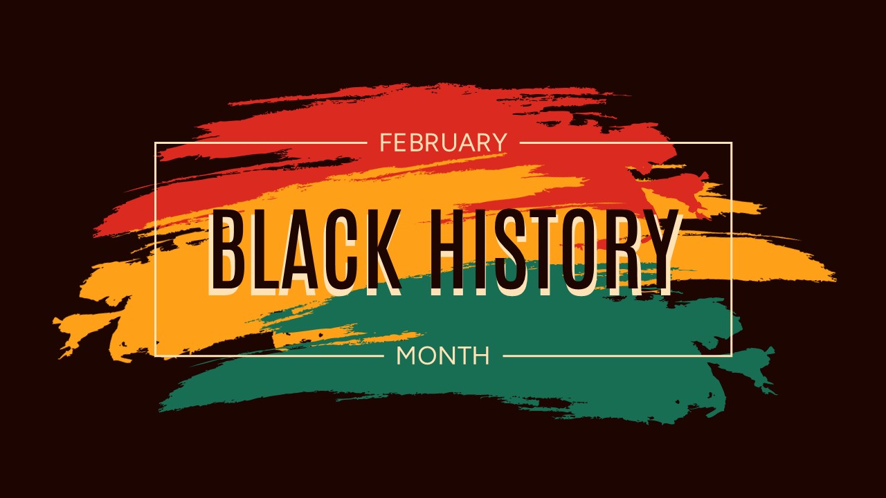 Artistic background slide with textured brushstrokes in red, gold, and green for heritage storytelling.