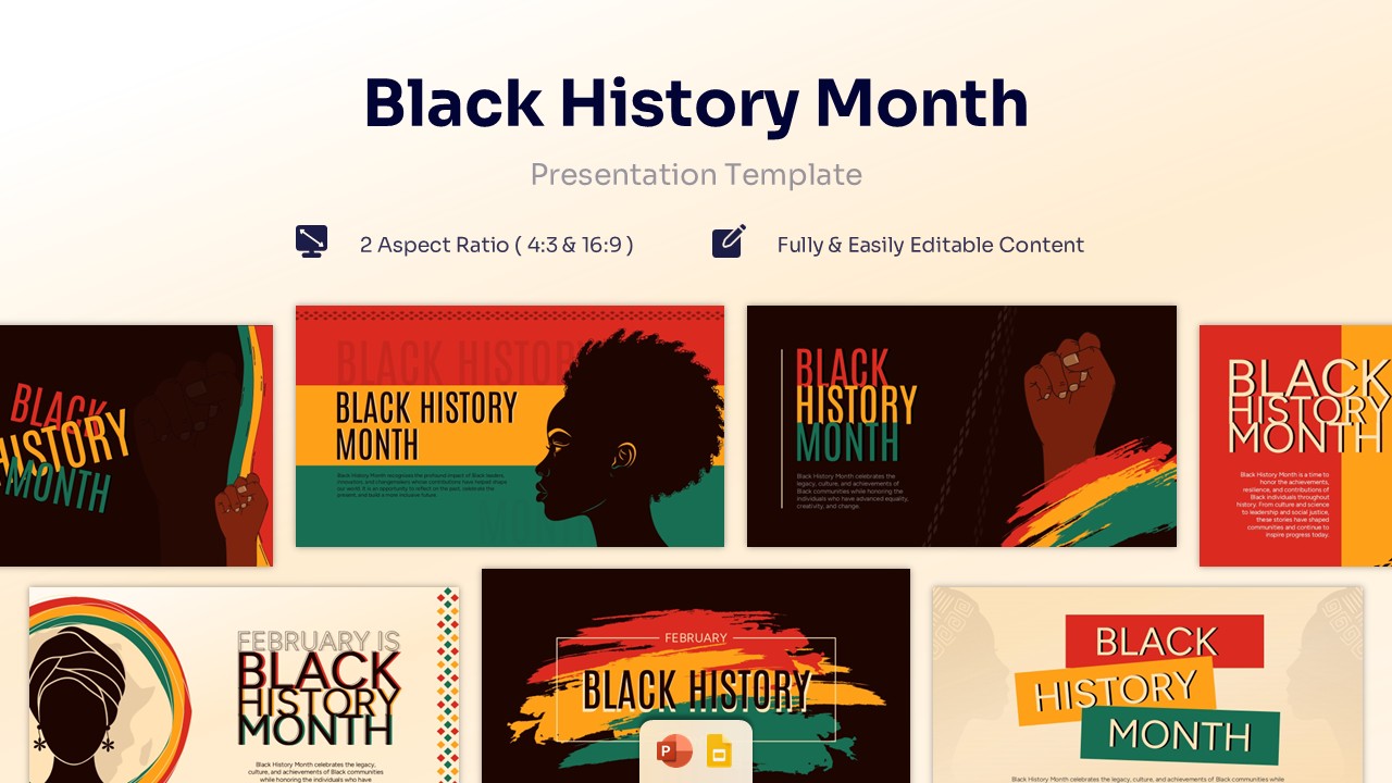Black History Month Background featured image showing a collection of slides with Pan-African colors and silhouettes