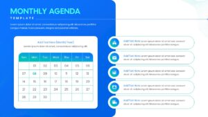 Minimalist calendar layout for Google Slides designed for business monthly agendas and project milestone tracking