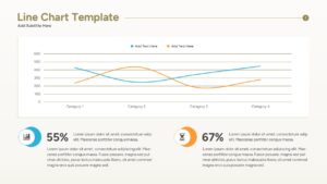 Minimalist line graph slide with a focus on monthly growth metrics and simple category labels