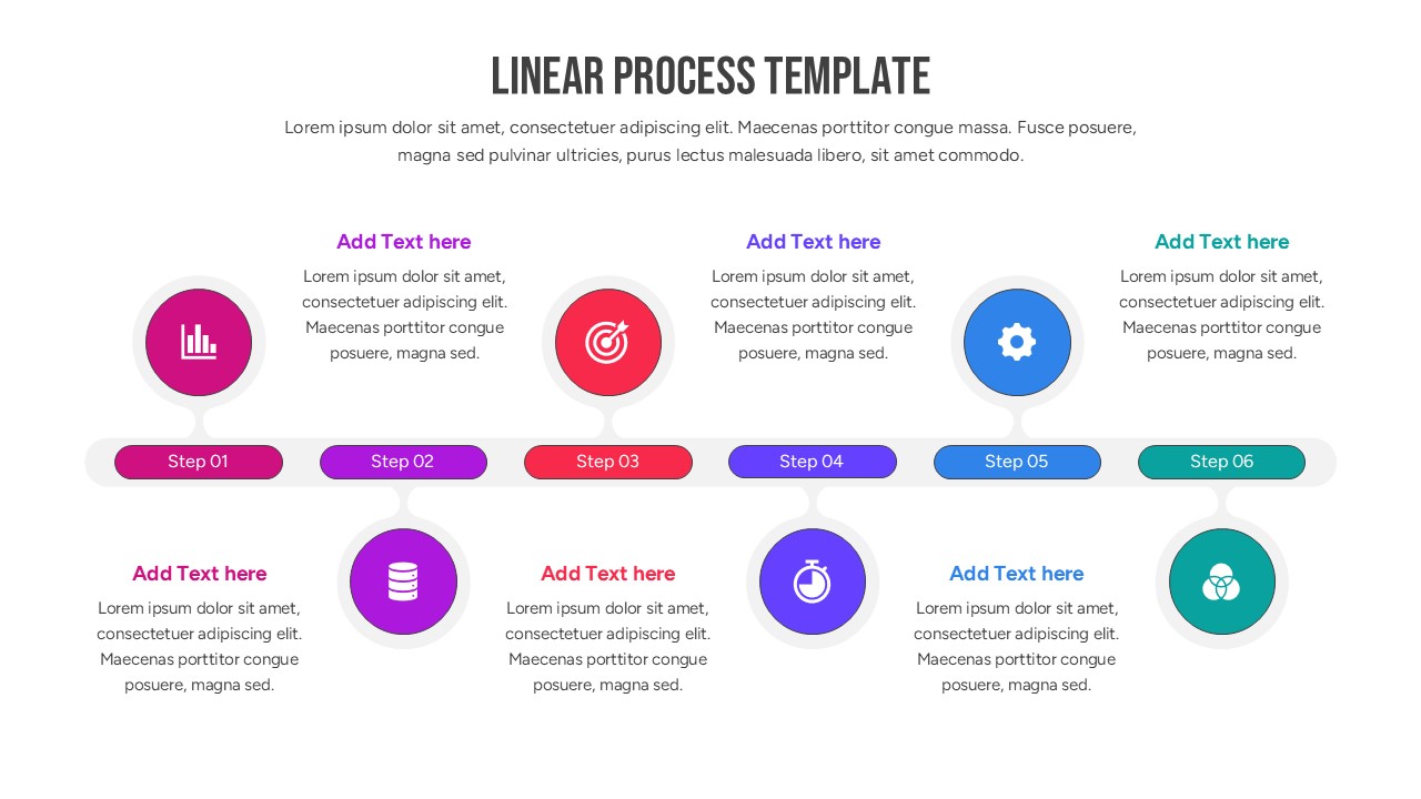 A 6-step sequential process map with clean lines and professional icons for business presentations