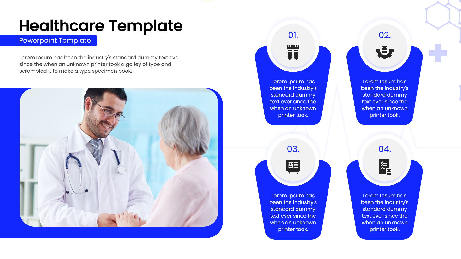 Professional clinical timeline infographic with four steps and clean blue accents for healthcare data