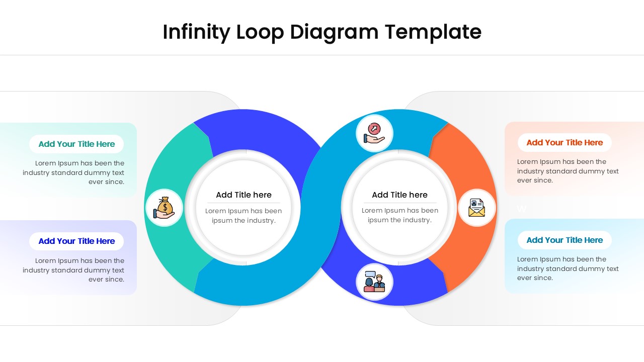 Minimalist infinity diagram showing a 4-step feedback loop for simple presentations.