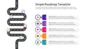 Professional timeline slide featuring colorful icons and yearly milestone labels