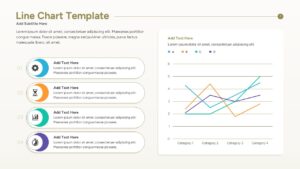 Comparison line chart layout showing two data series with large headers and organized text placeholders