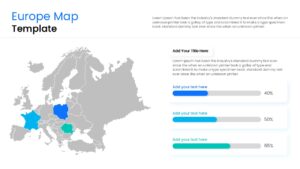Infographic layout of a European continent map featuring percentage indicators and regional status markers
