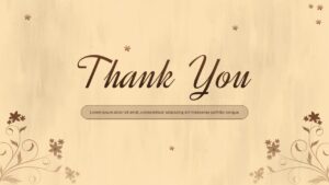 Vintage style Thank You slide with a textured parchment background and elegant brown floral flourishes
