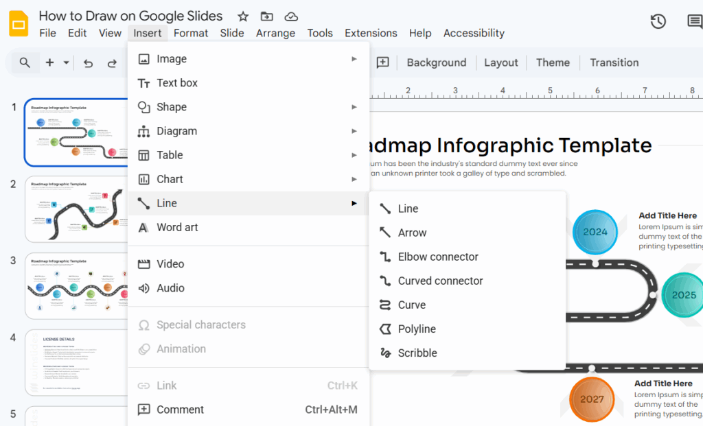 Drawing on Google Slides using Scribble Tool