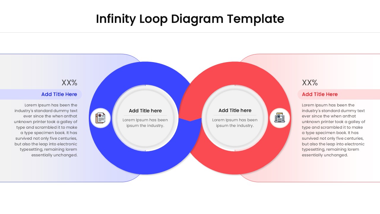 Professional infinity process slide with blue and red color-coded loop for comparison