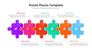 A stack of puzzle-themed slides showing different color variations and layout options