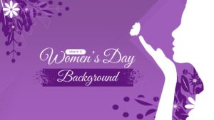 Purple slide background with a woman silhouette blowing a butterfly and floral accents