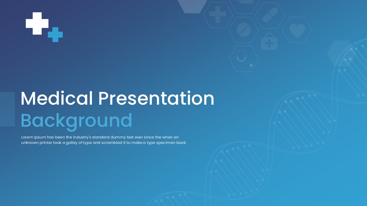 Healthcare presentation slide displaying organized text blocks and medical cross icons