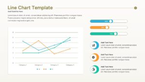 Clean area-line graph template featuring percentage callouts and circular icons for data highlights.