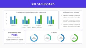 Comparative bar chart slide for quarterly performance tracking with four distinct data categories