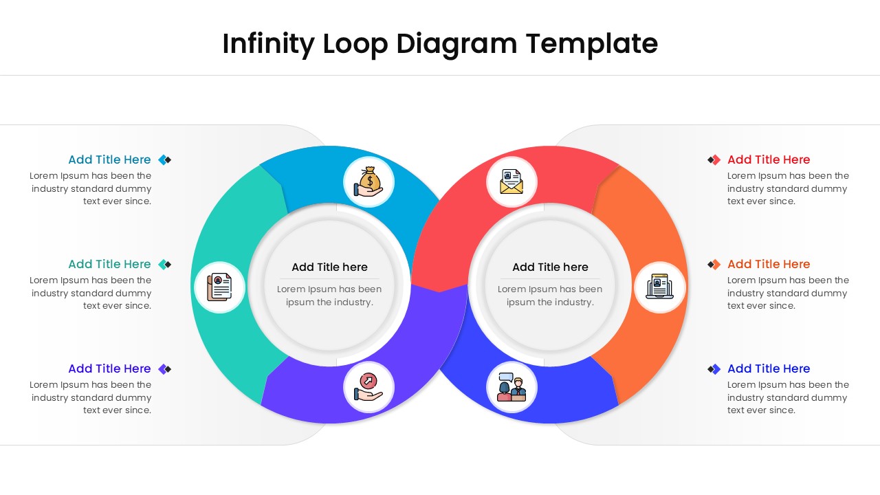 Circular infinity symbol infographic with icons for business strategy and continuous improvement